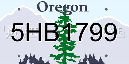 5HB1799 Oregon License Plate