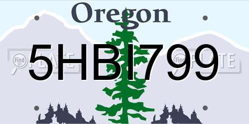 5HBI799 Oregon License Plate