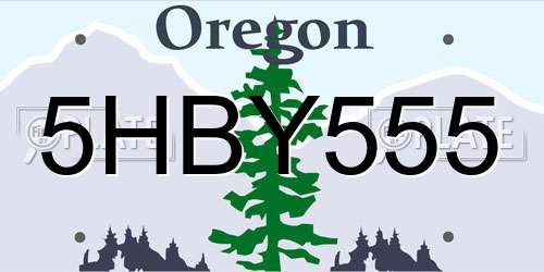 5HBY555 Oregon License Plate