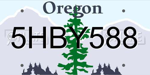 5HBY588 Oregon License Plate