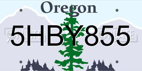 5HBY855 Oregon License Plate
