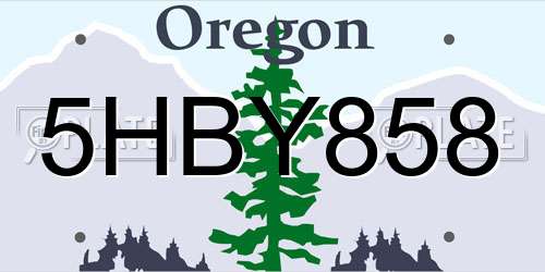 5HBY858 Oregon License Plate
