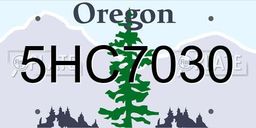 5HC7030 Oregon License Plate