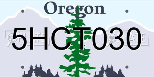5HCT030 Oregon License Plate