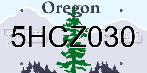 5HCZ030 Oregon License Plate