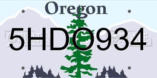 5HDO934 Oregon License Plate