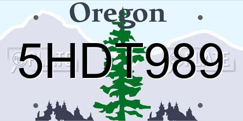 5HDT989 Oregon License Plate