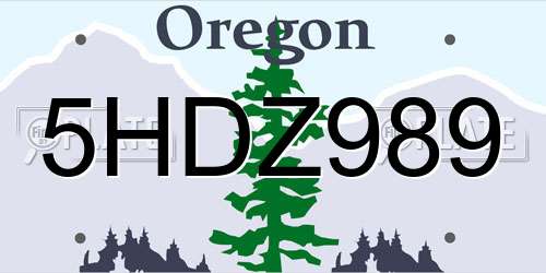 5HDZ989 Oregon License Plate