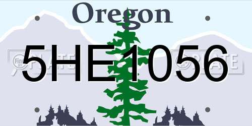 5HE1056 Oregon License Plate
