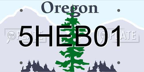 5HEB01 Oregon License Plate