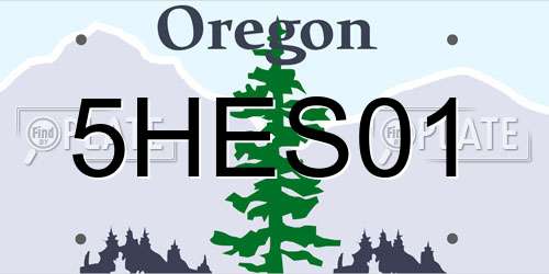 5HES01 Oregon License Plate