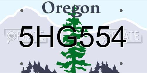 5HG554 Oregon License Plate
