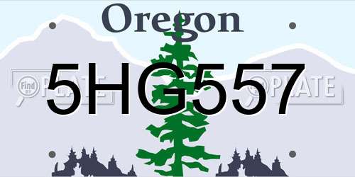 5HG557 Oregon License Plate