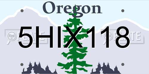 5HIX118 Oregon License Plate