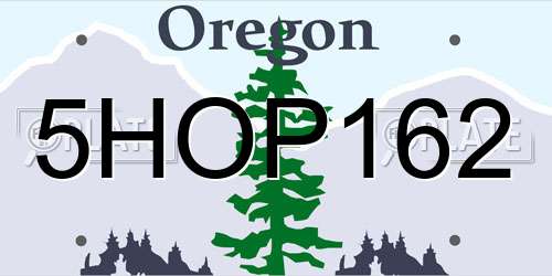 5HOP162 Oregon License Plate