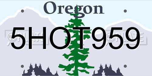 5HOT959 Oregon License Plate