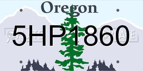 5HP1860 Oregon License Plate