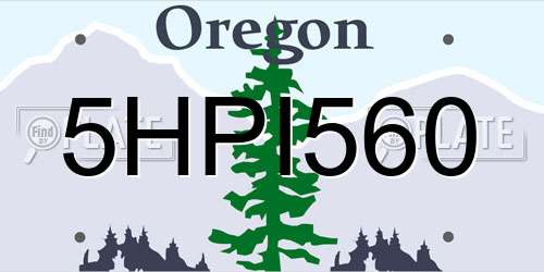 5HPI560 Oregon License Plate