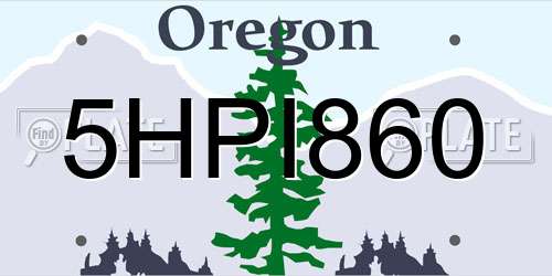 5HPI860 Oregon License Plate