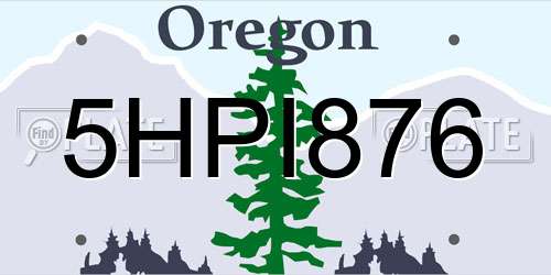 5HPI876 Oregon License Plate
