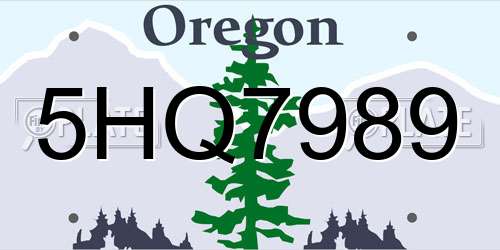 5HQ7989 Oregon License Plate