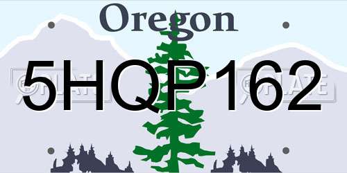 5HQP162 Oregon License Plate
