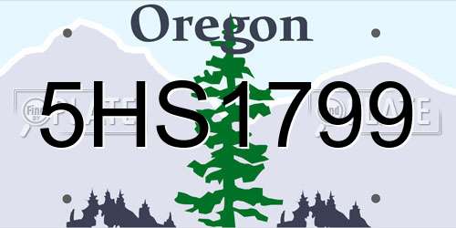 5HS1799 Oregon License Plate