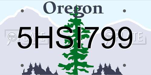 5HSI799 Oregon License Plate