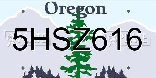 5HSZ616 Oregon License Plate