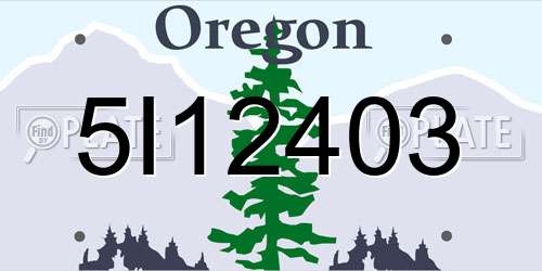 5I12403 Oregon License Plate