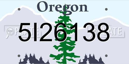 5I26138 Oregon License Plate