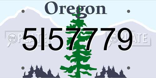 5I57779 Oregon License Plate
