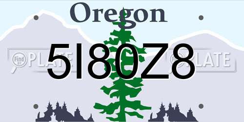 5I80Z8 Oregon License Plate