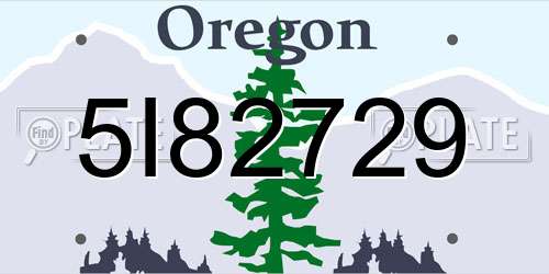 5I82729 Oregon License Plate