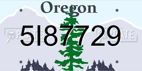 5I87729 Oregon License Plate