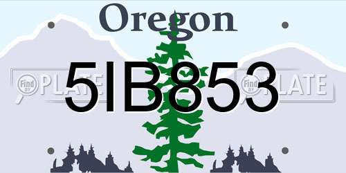 5IB853 Oregon License Plate