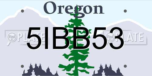 5IBB53 Oregon License Plate