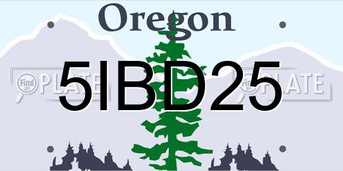 5IBD25 Oregon License Plate