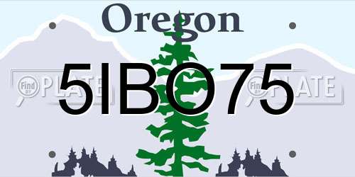 5IBO75 Oregon License Plate