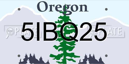 5IBQ25 Oregon License Plate
