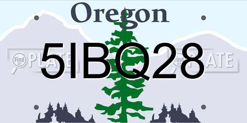 5IBQ28 Oregon License Plate
