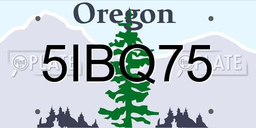 5IBQ75 Oregon License Plate