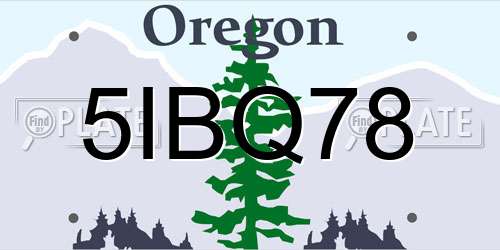 5IBQ78 Oregon License Plate