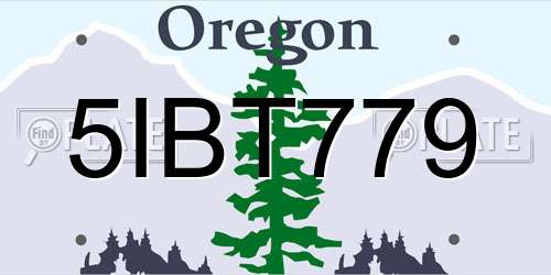 5IBT779 Oregon License Plate