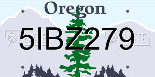 5IBZ279 Oregon License Plate