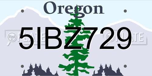 5IBZ729 Oregon License Plate
