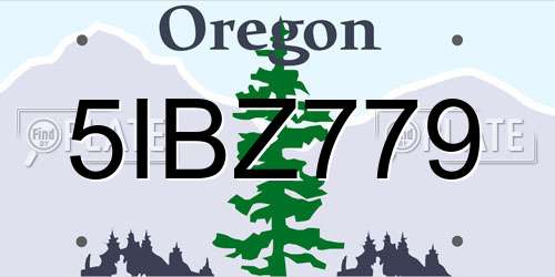5IBZ779 Oregon License Plate