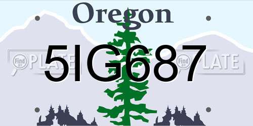 5IG687 Oregon License Plate