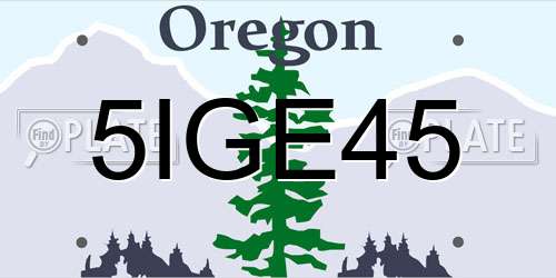 5IGE45 Oregon License Plate