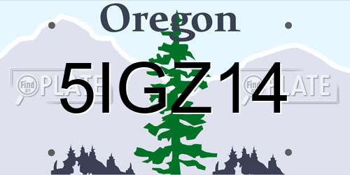 5IGZ14 Oregon License Plate
